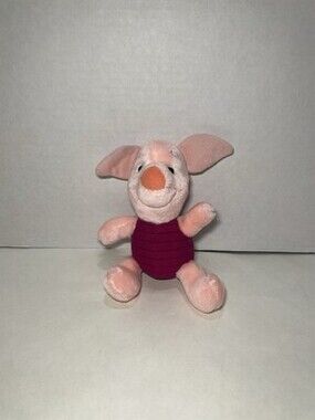 Vintage Disneyland Walt Disney World Winnie The Pooh  Piglet 7" Plush Pink Pig